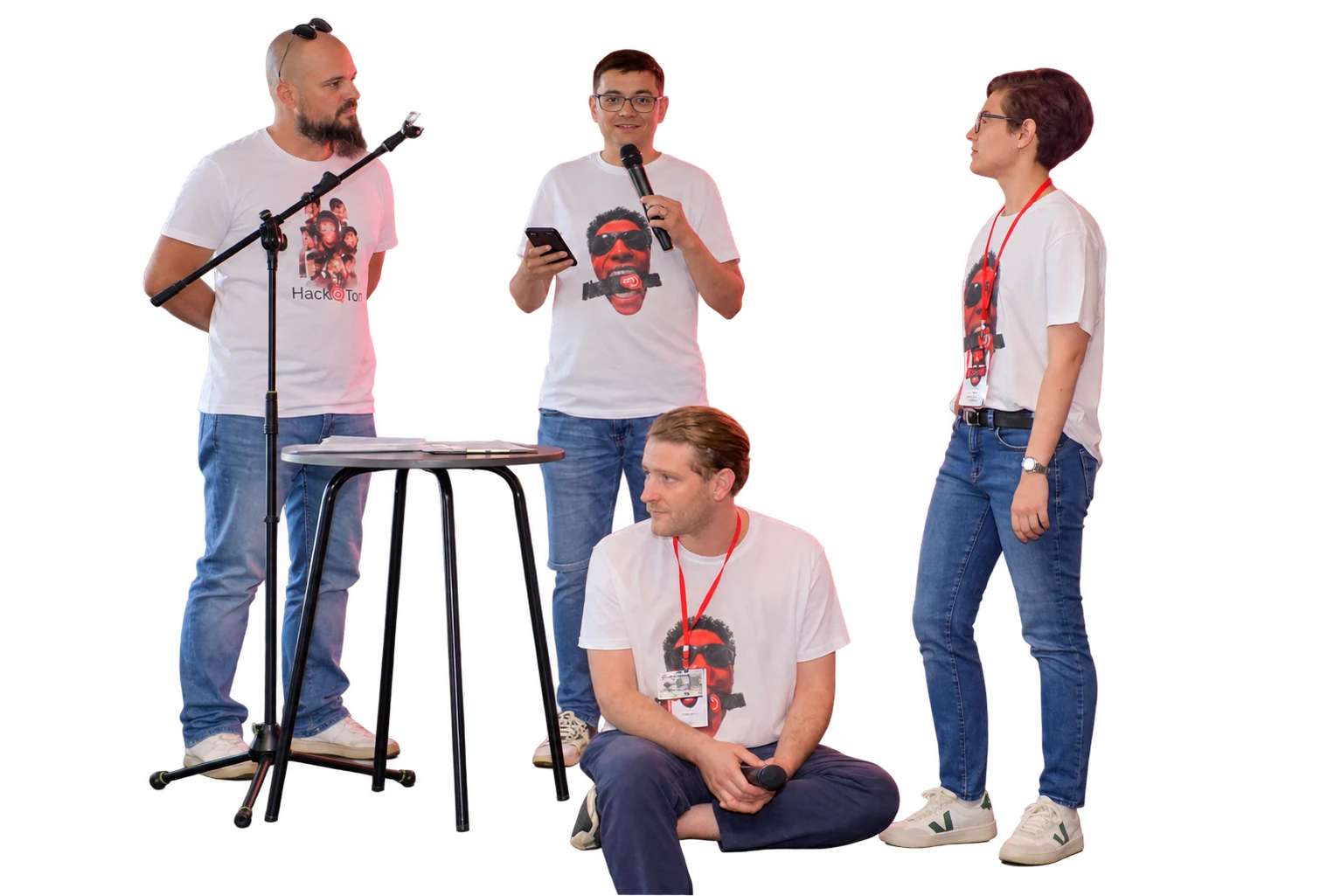 Four June Hack A Ton participants on stage during the prize announcements